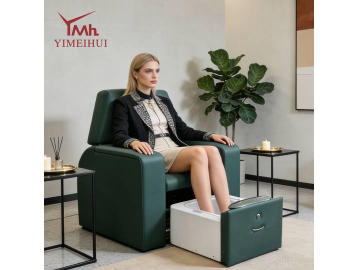 Fauteuil de pédicure inclinable pour spa, avec bac à pieds, pour manucure, sans plomberie