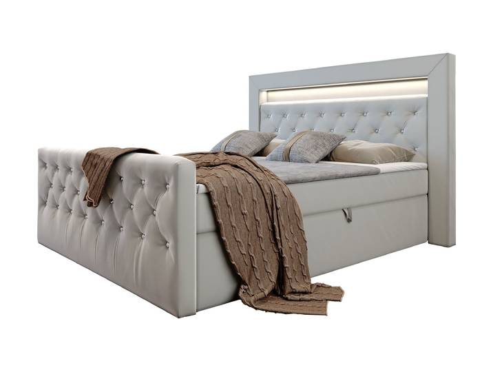 Boxbett 180 x 200 cm mit Bettkasten grau - SINGAPUR LUX