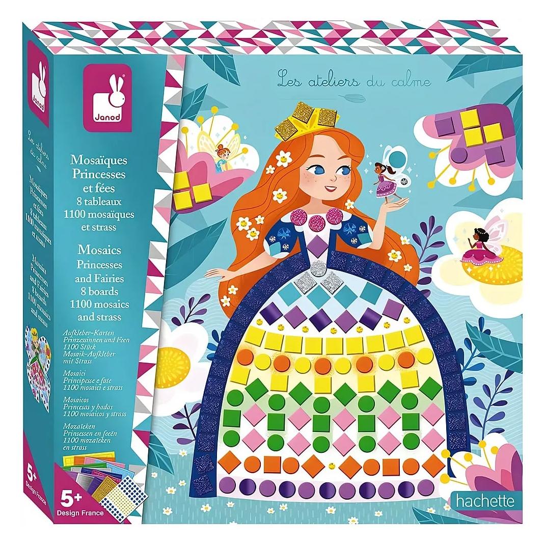 Janod J07962 Mosaik Prinzessinnen und Feen-Les Ateliers du Calme-Set für kreative Freizeitbeschäftigungen (7962)
