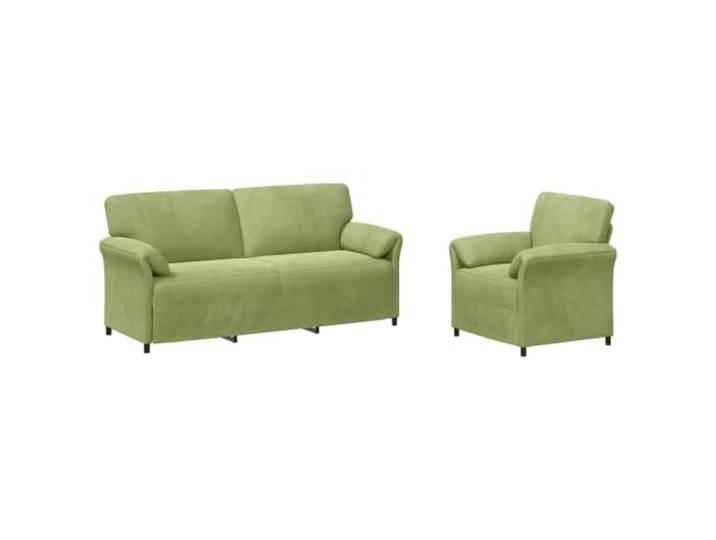Modernes Sofa aus Samt, Hellgrün, 2-teilig mit Metallrahmen Weicher Samt, geschwungene Arme, schnelle Montage, einfache Reinigung, bequemer Schaum
