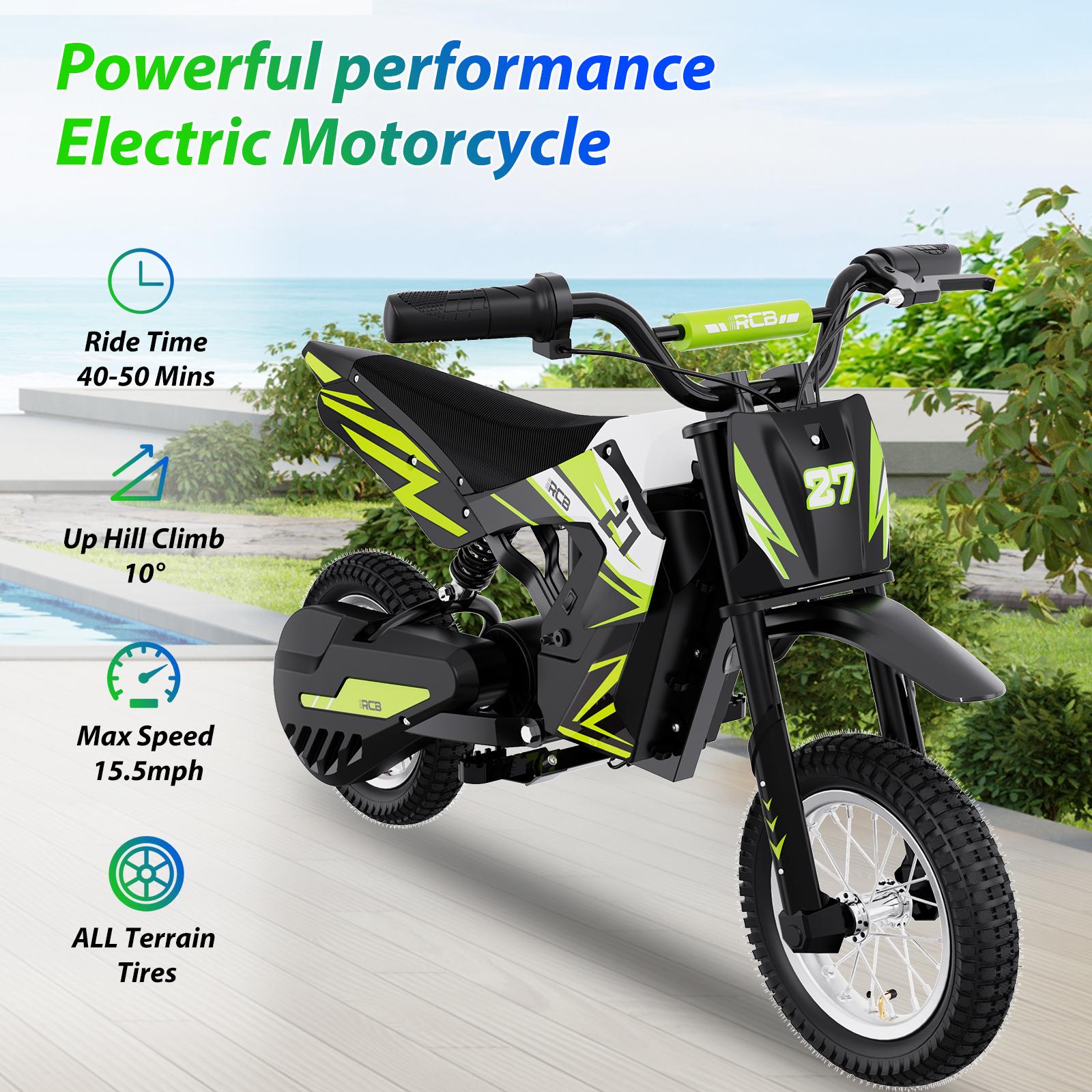 RCB R9X Kinder-Elektromotorrad Rot, 36 V, 3 Geschwindigkeiten, 12 Zoll