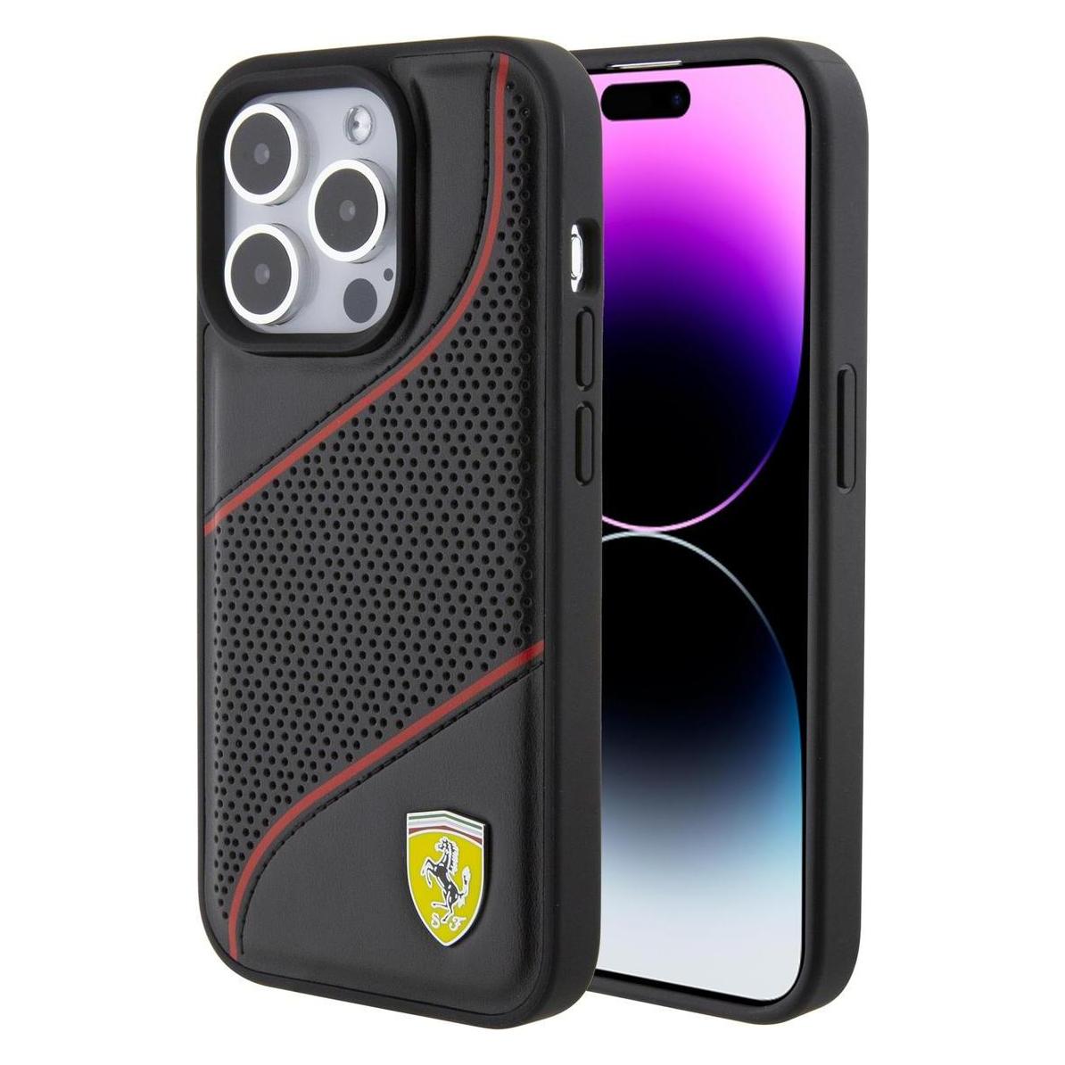 Ferrari FEHCP15LPWAK iPhone 15 Pro 6.1" czarny/black hardcase Perforated Waves Metal Logo (Apple iPhone 15 Pro) (1467191292)