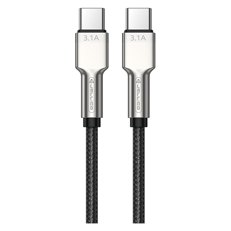 Jellico B8 Nylon Braided Zinc Alloy connector USB-C to USB-C Data&PD Fast 66W Charger Cable 1m (1 m, 66 W) (B8PDTPCBK)