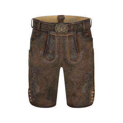 Trachtenlederhose NÜBLER "Lederhose kurz Luther", Herren, Gr. 66, EURO, braun, Obermaterial: 100% Lammleder LEL., Hosen