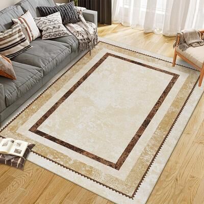 Garvee Modern Bordered Non Skid Washable Non-Slip Ultra-Thin Bathroom Rugs