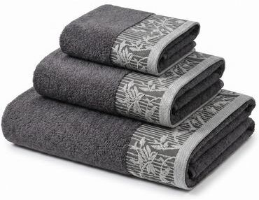 Superior Wisteria Cotton 3-Piece Towel Set - Floral Jacquard Border Bath Towels, Hand Towels, and Washcloths
