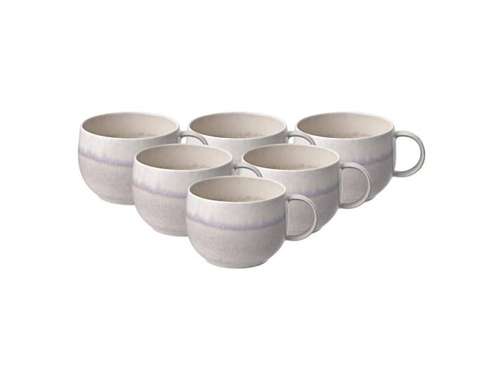like.Villeroy & Boch Kaffeetassen Perlemor Sand beige 190 ml 6er Set, Beige, Keramik, 0.19 L, Geschirr, Tassen, Kaffeetassen