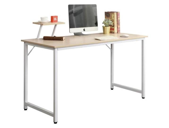 SogesHome Bureau 100 x 50 cm Informatique d'ordinateur avec Un Support Table d'étude/D'écriture pour Maison/Bureau Érable & Blanc