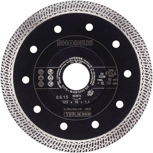 Rhodius 303900 DG15 Diamanttrennscheibe Durchmesser 115mm Bohrungs-Ø 22.23mm Fliesen, Keramik 1St.