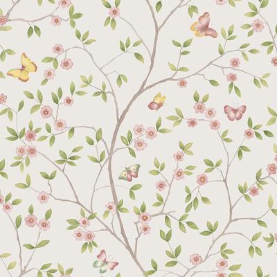 Galerie Wallcoverings Blomstermala Butterfly Floral Trail Non-woven Matte Wallpaper Roll