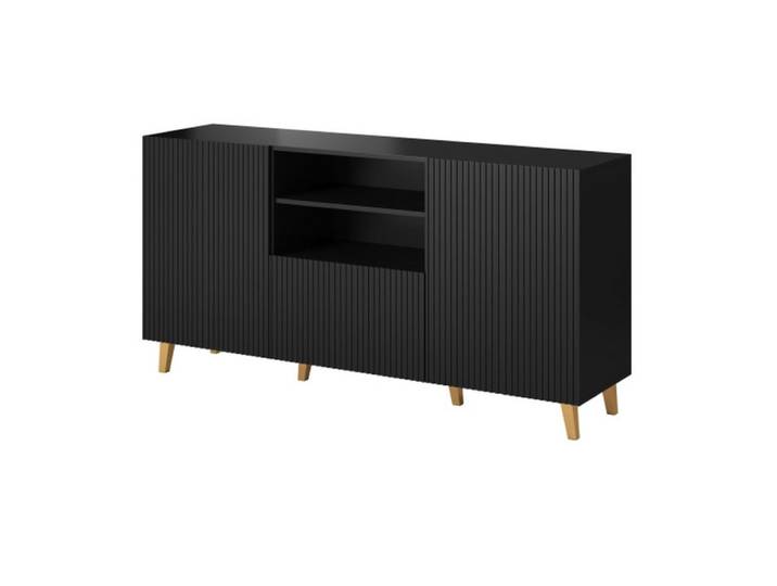 Buffet design noir 2portes 1 tiroir 150cm