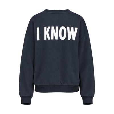 Sweatshirt ALIFE & KICKIN, Damen, Gr. XS, marine, 50% Baumwolle, 50% Polyester, hoch geschlossener Ausschnitt, Sweatshirts Sweatshirt, Rückenprint I KNOW, überschnittene Schultern, breite Rippbündchen