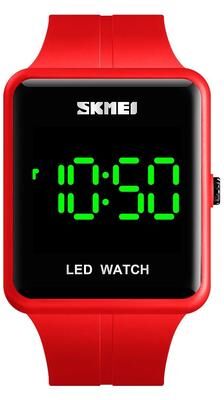 Everyday Crate SKMEI 1541 LED Digital Watch Waterproof Couple Watch With Silicone Strap red