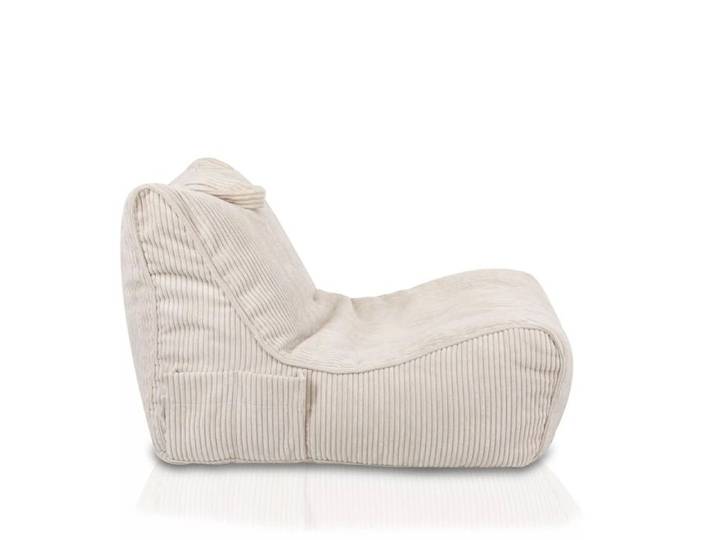 Pouf Ecopuf Vintage Flavio en velours côtelé - Blanc