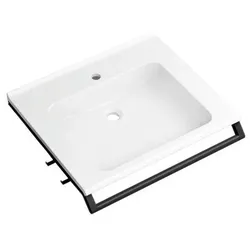 Hewi Mineralguss-Waschtisch 950.19.071DC 65x58cm, mit Haltegriff 65cm, 2 Haken, weiß, schwarz tiefmatt