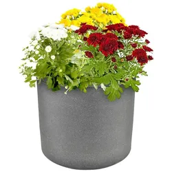 Blumenkübel `Kubus` Übertopf Outdoor ø39cm H33cm Pflanzengefäß grau mit Rollen Grau 39