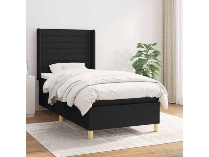 RJPLMFV Lattenrost, Matratze, Schwarz, 90 x 200 cm, Stoff Verstellbarer Kopf, Taschenfedern, mittlere Unterstützung, atmungsaktiv, Bedienungsanleitung im Lieferumfang enthalten