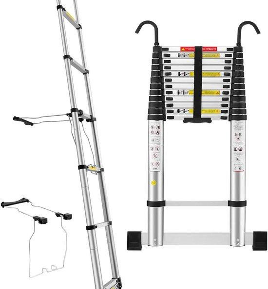 Telescopische aluminium vouwladder met stabilisator - 5 meter