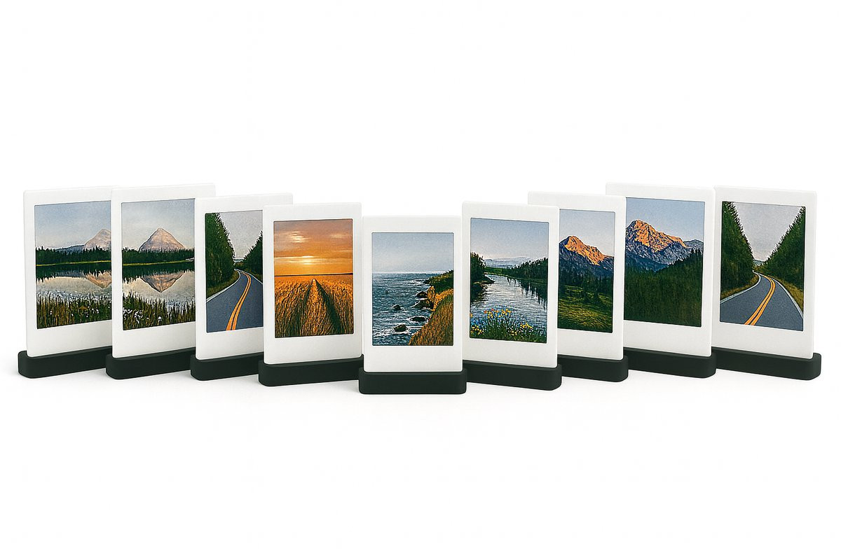 Huubsolutions Polaroid Fotohouder Zwart – Set van 10 Universele Instax Mini, Square, Wide & Polaroid Foto’s – Fotostandaard – Zwart