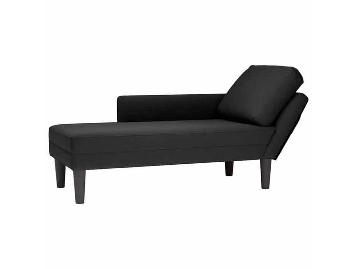 Fauteuil long en velours - - Noir - 132x56x70 cm - Accoudoir droit - Coussin lombaire inclus - Velours doux
