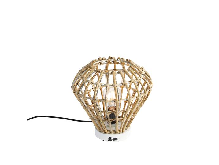 Lampe de table rustique en bambou avec blanc - Canna Diamond