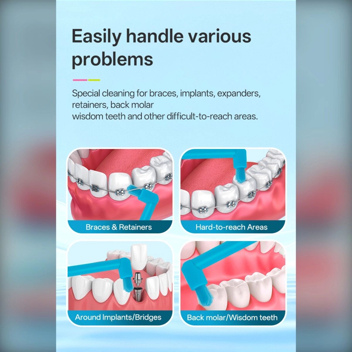 INF Kieferorthopädisches Interdentalbürsten-Set – Silikon-Reinigungsset für Zahnspangen mit Zahnbürste, Interdentalbürsten,