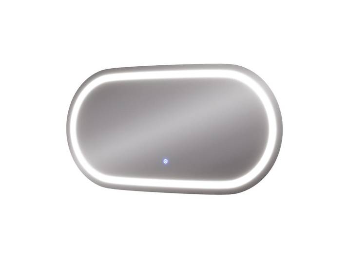 Vicco Badezimmerspiegel Miral Glas 100 x 50 cm mit Frontlight Beleuchtung, Transparent, Oval, 100x50x2.8 cm, Badezimmer, Badezimmerspiegel, Badspiegel