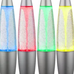 LED Dekoleuchte Lavalampe Wohnzimmerlampe Farbwechsel Silber H 35,5 cm