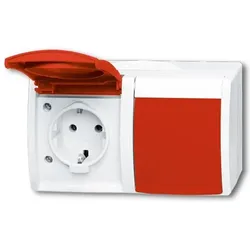 Busch-Jaeger, Steckdose, SCHUKO Steckdose 2-fach, mit roten 2CKA002084A0713