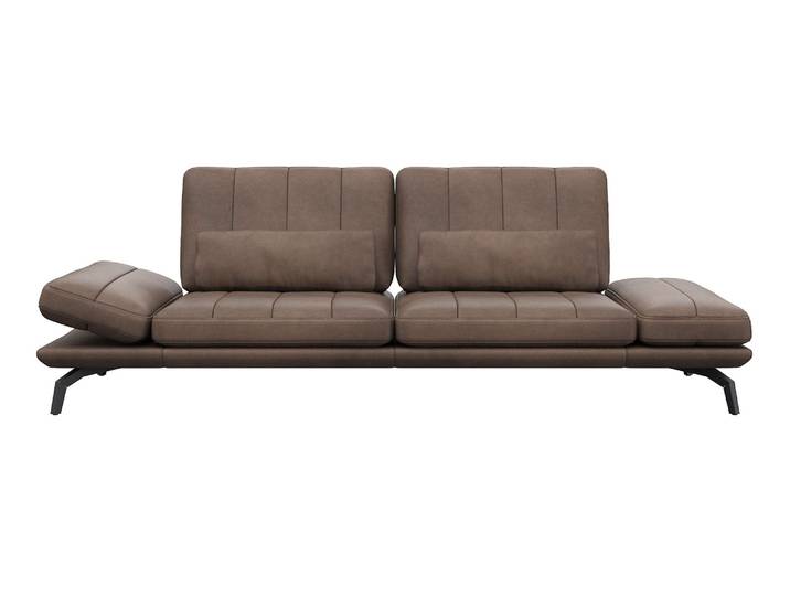 3-Sitzer Sofa, Anilinleder, Hazelnut Braun, 252×145 cm, Relaxfunktion & Verstellbar, Modern, FLEXLUX