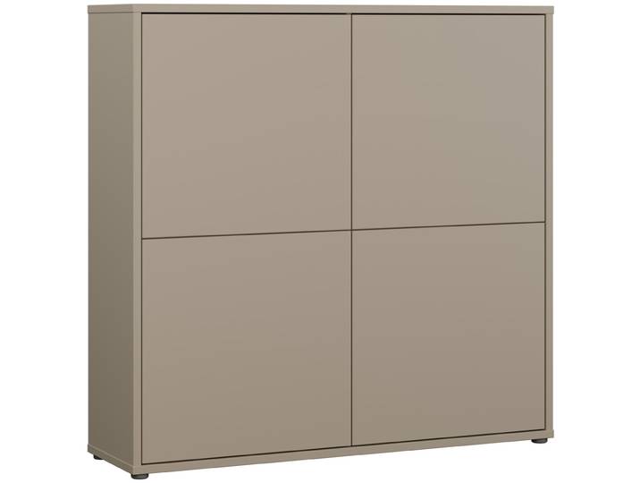 Highboard FORTE Alice Springs , beige (taupe), B:124,5cm H:121,5cm T:34,9cm, Holzwerkstoff, Sideboards, Highboard, Grifflos,Push to open, Stauraum