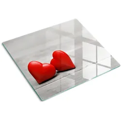 GLASPLATTE 60x52 cm Herzen Holz