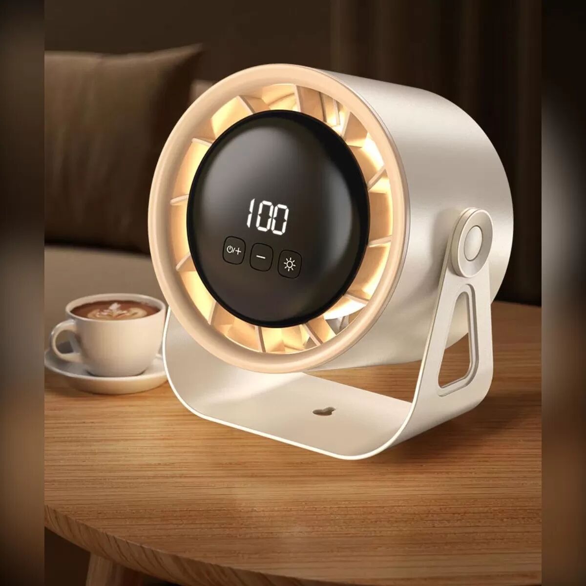 INF 100-Stufen Clip-Zirkulationsventilator mit 2000mAh Akku, Digitaldisplay, Nachtlicht und mehrwinkliger Verstellbarkeit Grau