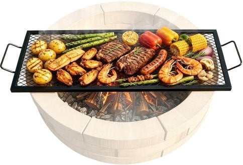 Vevor X-Marks vuurkorf grillrooster van staal, zwart, B/D/H: 111 x 38 x 2,5 cm