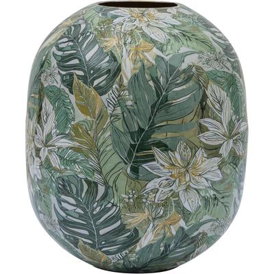 Tischvase CREATIV HOME "Vase", grün, H:32cm Ø:27cm, Vasen, mit floralem Dekor