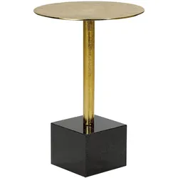 BEISTELLTISCH Metall/Marmor gold/schwarz rund 30 cm Colibri