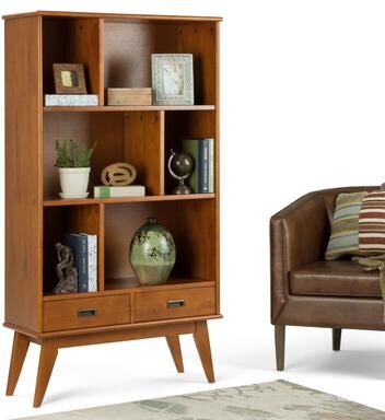 "WYNDENHALL Tierney SOLID HARDWOOD 64x35 inch Modern Wide Bookcase and Storage Unit - 35""w x 14""d x 64"" h"