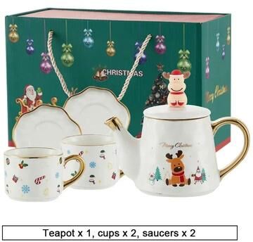 Uplift Essentials Christmas Porcelain Teaware Gift Set gold elk set b