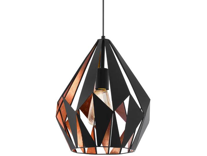 EGLO Pendelleuchte CARLTON 1 , schwarz (kupferfarben, schwarz), 1, Ø 31cm, Leuchten, Vintage Pendellampe, 1 flammig, Drahtgeflecht, Industrial, 110x31cm, Pendelleuchte