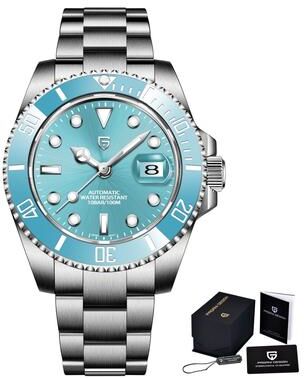 Youfap Market PAGANI Design Automatic Mechanical Watch For Men Waterproof Stainless Steel Luxury Timepiece skyblue