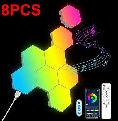 Inspired Living RGB Hexagon LED Wall Lights With Bluetooth App Control 8pcs