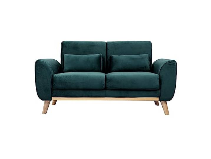 Miliboo Skandinavisches 2-Sitzer-Sofa in Petrol Samt EKTOR