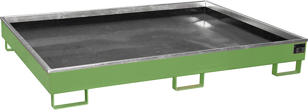 Regal-Bodenwanne mit PE-Einsatz, 240 l Auffangvolumen, LxBxH 1765 x 1315 x 255 mm, grün eurokraft pro