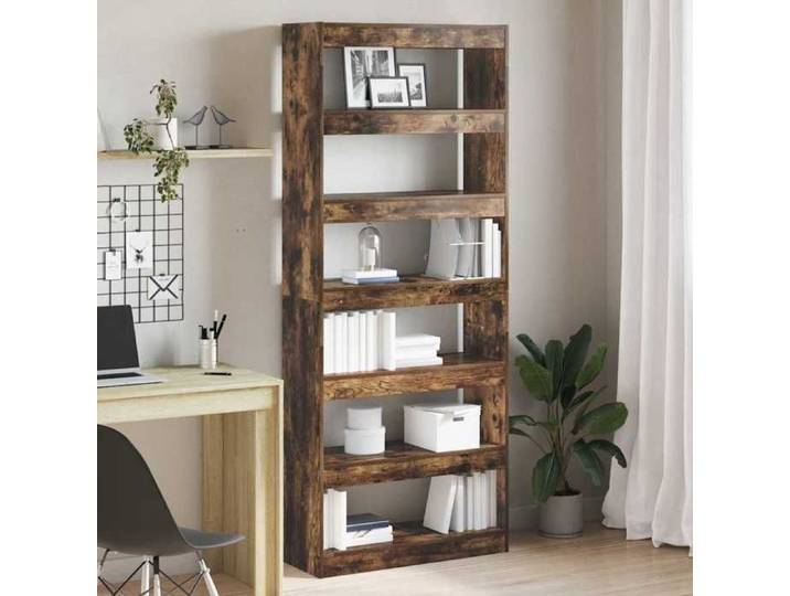 NEW 2026  Bibliothèque 1 pc cabinet de livres pour salon Chêne fumé 80x30x198 cm Bois d'ingénierie L941