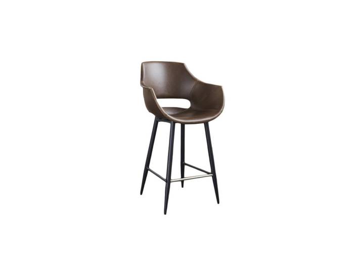 Kawola Thekenhocker Zaja Dunkelbraun Kunstleder, Leder, 57x103x59 cm, Esszimmer, Barmöbel, Barhocker