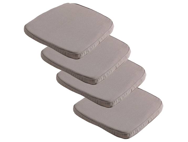 Stuhlkissen Outdoor 4er-Set, bequeme und komfortable Sitzkissen, taupe, 48 x 48 cm