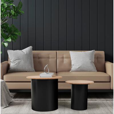 Beistelltisch MÖBILIA, schwarz (schwarz, schwarz, natur), B:50cm H:45cm T:50cm, MDF mit Kork, Pinie, Tische, Beistelltisch, Ablagefläche aus Kork