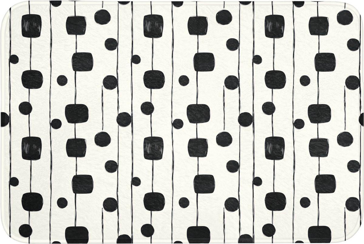 Antislip WC mat met grafisch design in zwart, 90 x 60 cm