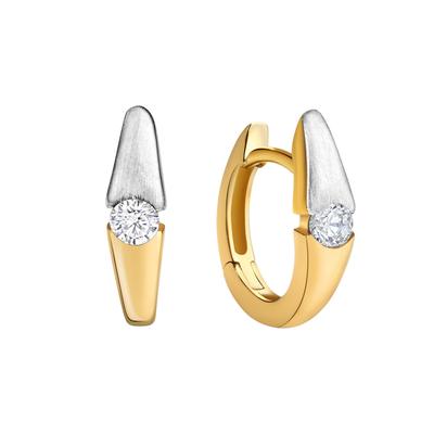 Paar Creolen CELESTA "375/- Gelbgold 2farbig Zirkonia", gold (mehrfarbig, weiß), Ohrringe, Damen, one-size, Gold