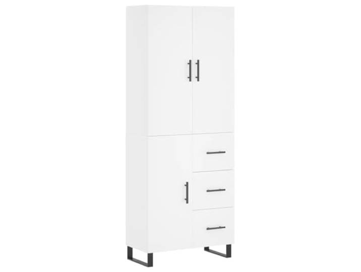 GHVBNMF Highboard Weiß 69,5x34x180 cm Aufbewahrungsschrank Holzwerkstoff Eleganter Standregalschrank fürs Wohnzimmer und Schlafzimmer mit viel Stauraum hinter verschlossenen Türen und Metallfüßen.